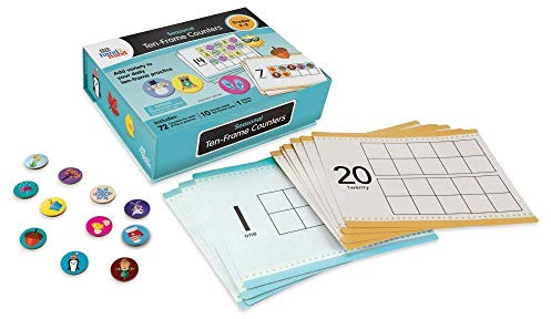 hand2mind Seasonal Ten Frames Math Counters for Kids, Math Counters Chips for Counting and Sorting, Kindergarten Learning Games, Counting Toys, Math Game (288 Math Counters and 10 Ten Frame Cards)