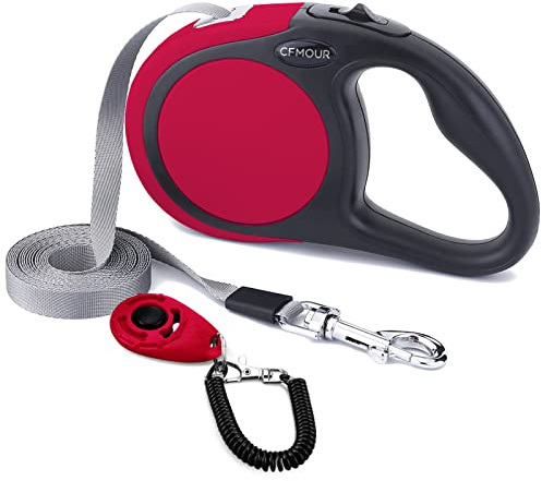 CFMOUR Retractable Dog Lead, 5m / Up to 50kg Dogs, Red
