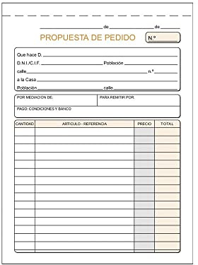 CABLEPELADO Talonario pedidos | Libro propuesta de pedido | Original + 1 copia | Autocopiativo | Encolados sin matriz de corte | Tamaño A5 - (15 cm x 10.5 cm) | Castellano | 25 Juegos (50 hojas)