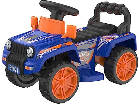 EVO Electric Ride On 4x4 Car | 6V Battery Powered Motorised Kids Ride-On Truck With Pedal Driven Car Forward & Reverse Function | Ride-On Toy Vehicle | Ages 2+ (Blue)