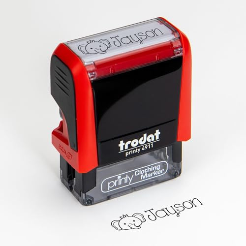 Personalized Custom Clothing Name Stamp | 20 Designs | Machine Washable and Durable | Perfect for Athletes, Students, and Travelers | Fade-Resistant Ink | Non-Toxic, Safe for Kids (Elephant)