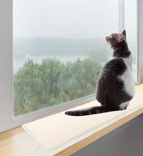 Soft Cat Dog Window Sill Pad Perch, Fluffy Windowsill Dog Mat Pillow Seat Bed, Cat Pet Cushion for Window Sill Mat (Beige, 12x24)