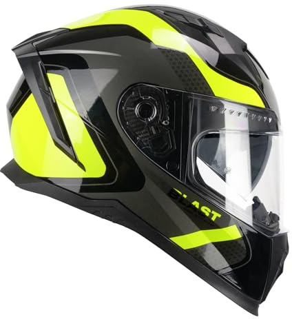 CGM Casque intégral, 311R Blast Race Noir Jaune Fluo, XS (53-54cm)