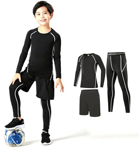Tracksuit Children's Jogging Suit Boys Sports Boys Girls Base Layer Athletic Compression Leggings Shirts Thermal Underwear Set Running Trousers Costume Set Boys Sportswear Tracksuit Summer, gray, 4-5
