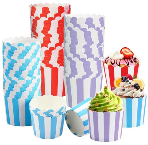 Cupcake-wrapper, 150 stycken muffinsformar, muffinsformar i papper, mini muffinsformar cupcake-formar muffins pappersformar för födelsedagar, bröllop och fester (violett, blå, röd)
