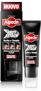 Alpecin Grey Attack Barba & Tempie Color Booster 1 x 50 ml | Trattamento Colorante Naturale contro il Grigio | Ripigmentazione Graduale con Tecnologia 5,6-DHI | Con applicatore di precisione