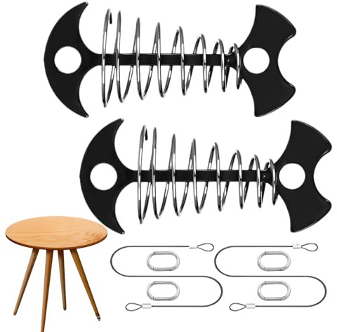 Sujeción de cubierta - Tacos de aluminio | Estacas de anclaje para muebles de exterior de 6 pulgadas, con mosquetones y cuerdas, para tienda de campamento, kayak, tabla de surf, barbacoa | El kit de