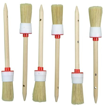 Rotix de 93023 Lot de 6 Pinceau rond Ø 30 mm Taille 6 – Pinceau rond Pinceau à lasure – Poils clairs