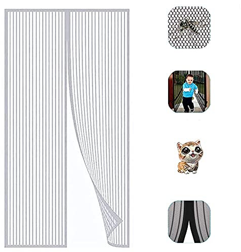 PENGXIN Porte Moustiquaire Magnétique, Rideau de Porte Anti-moustique, Fermeture Automatique, Installation Facile, Blanc