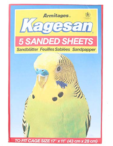 AB Tools 5 Sanded Sheets Sandpaper Bird Cage Bottom Budgies Caged Birds 28x43cm