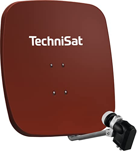 TechniSat SATMAN 65 Plus - Antenne parabolique avec LNB (Système Satellite de 65 cm avec Support de mât et LNB Universel Quattro de 40 mm, multiswitch nécessaire) Rouge