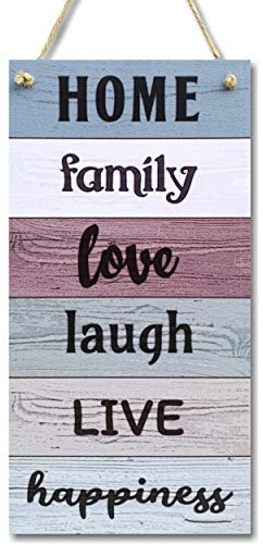CARISPIBET Home, Family, Happiness Decorative Home signs kitchen signs decorative plaques for living room entryway welcome signs wall art gifts house décor 12x6