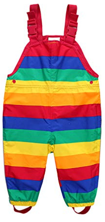 DAWILS Kids Rain Trousers Unisex Waterproof Overall Trousers Childrens Rainbow Striped Rain Pants Boys Bib Pants and Girls Mud Pants Rainwear for Outdoor Play 12 Months