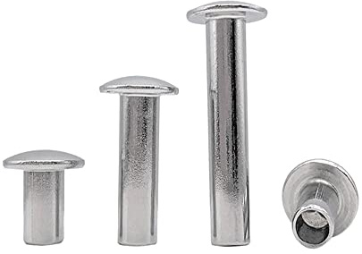 QuarkMRO - 304 Stainless Steel Oval Head Semi Tubular Rivets M2 M2.5 M3 M4 (M3 x 7mm,200)