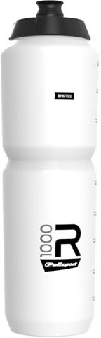 Polisport 8649100008 - Bidon vélo du modèle R Collection R1000 d'une contenance de 1000ml. Bouteille d'eau pour cyclistes sans BPA en couleur blanc