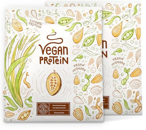 Vegan Proteine en Poudre [1.2 kg] | Chocolat | 21g Protein | Soja, Riz, Pois, Graines de Tournesol | Pre/Post Workout Proteines Musculation | Protéine Powder | Shake Protéines Végétales | Alpha Foods