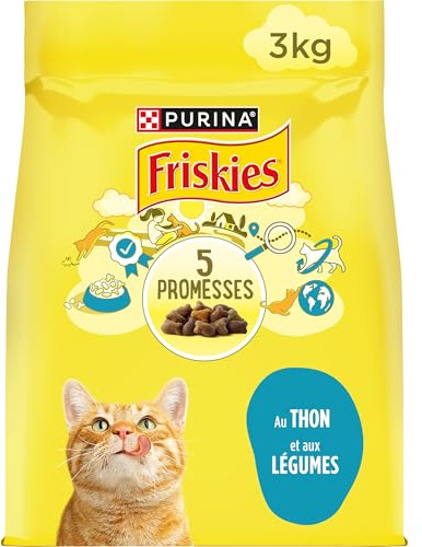 FRISKIES | Chat | Croquettes complètes pour Chats Adultes | Au Thon et aux Légumes | Aliment complet riche en Vitamines et Minéraux | Sac | 3 KG