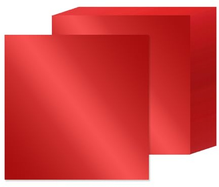 15 ark röd metallisk kartong – 30 cm x 30 cm, 10 kg/250 gsm tjockt pappersfolie kartong glänsande spegel papper glitter för hantverk, klippbok, korttillverkning, inbjudningar, festdekoration (röd)