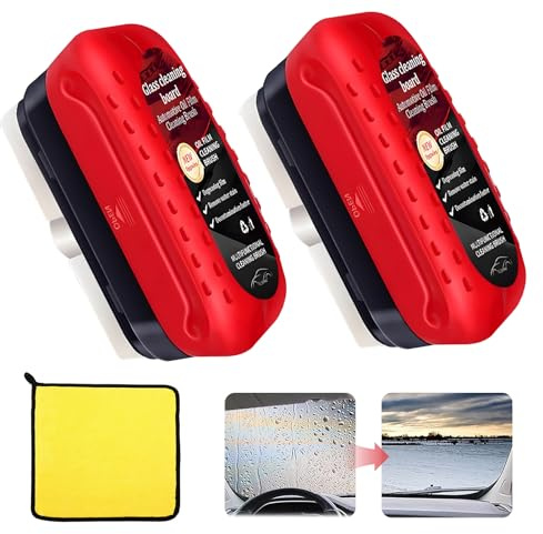 Ölabweisende Folie für Autoscheiben,240ml Glass Cleaning Board,Multifunktionale Kfz-Ölfilm-Reinigungsbürste,Glas-Ölfilm-Entferner,Gluschweinde Scheiben,2 Auto-Windschutzscheibenreiniger + 1 Handtuch