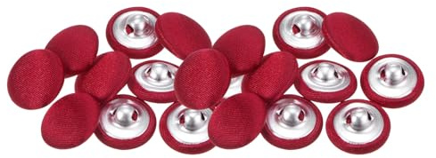 QUARKZMAN 20 stycken röda knappar med tygbeläggning 15 mm satintyg täckta syknappar runda pysselknappar metallskaft öljettknappar vintage för kappa kläder jacka blazer kostymer gör-det-själv