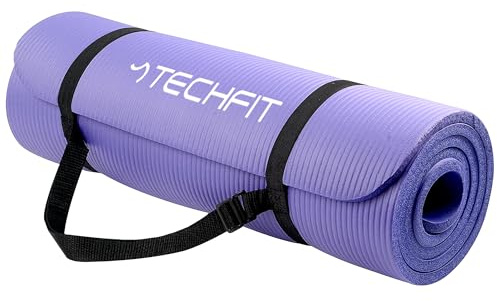 TechFit Fitness Tappetino Yoga Professionale - Ideale per Palestra in Casa, Esercizi del Pavimento, Campeggio, Stretching, Pilates 10 mm, Purple