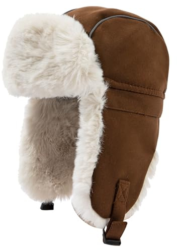 CLAPE Cappello Aviatore Invernale Cappello Bomber Caldo Colbacco Russo in Finta Pelliccia Cappelli Invernali Uomo con Paraorecchie Cappello Ushanka Regolabile