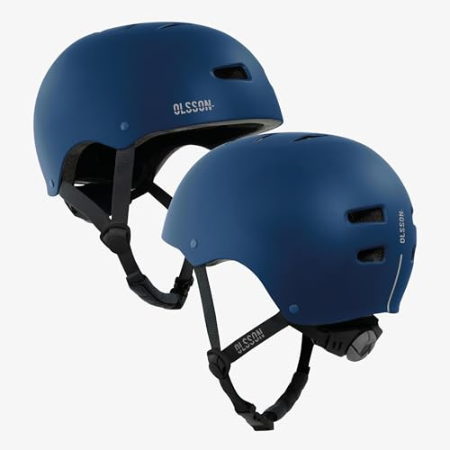 OLSSON - Casque Urban Rider - Tailles S à L (54-58 cm) - Réglable - Homologué - Résistant aux Chocs 360° - Doublure Amovible - Ventilation - pour trottinettes, Rollers, vélos et Skate (Bleu, S)