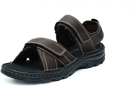 MGGMOKAY Sandales Cuir Homme été Outdoor Sandale Orteils Ouverts Randonnée,Marron,45