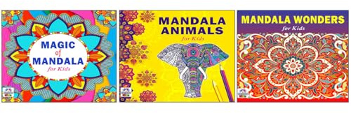 High Quality Premium Paper Mandala Magic + Animals + Wonders Art Designs Pattern Colouring Books For Kids | Magical Patterns | Wild Animals | Mandala Wonders | Creative Coloring | Relaxing Art |