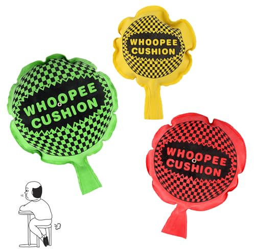 KBIBCK Lot de 3 coussins de pétement, pour enfants - Auto-gonflables - Jouet pour péteur - Pour adultes et enfants (3 tailles et couleurs)