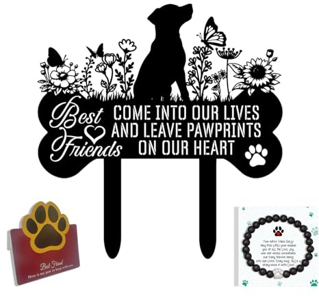VUZUCOSH Pet Grave Markers Dog, Metal Pet Metal Memorial Garden Stake, Pets Waterproof Grave Stakes Plaque, Pet Headstone Garden Memorial Graves, Metal Dog Garden Decor 12