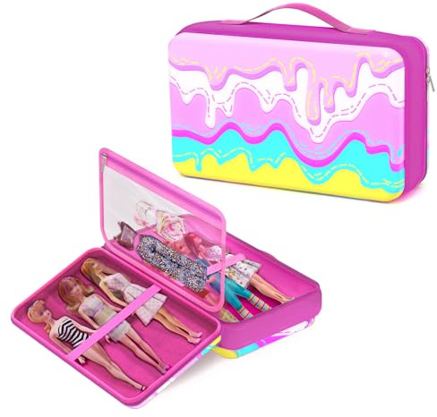 LININYHAO Stylish Travel Case for 12 Inch Fashion Dolls - Storage Solution with Pockets for Doll Accessories - Best for On-The-Go Travel (1-ice Cream)