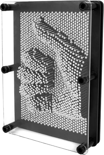 Retro 3D Pin Art Impression Toy Metal Pin Game Gadget 18x13cm Impression Toy/Ideal for Home and Office/Novelty Fun Gift / 3D Fun Desktop Sculpture Gadget/Classic Retro Game