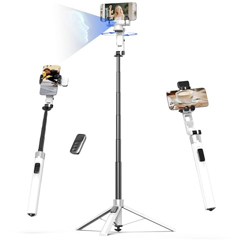 Auto Face Tracking Selfie Stick Tripod for iPhone with Light 360 Rotation That Follows Your Movement 70.9 Camera Tripod Stand with Remote for Content Creator Vlog Live Stream Video Recording