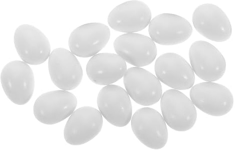 ifundom 24 Pièces Œufs Blancs Factices en Plastique pour Nichoirs Oiseaux Œufs Décoratifs Artificiels Réutilisables Outil pour Arrêter la Ponte chez Les Perroquets et Pinsons