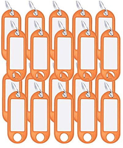Wedo Schlüsselanhänger aus Kunststoff mit auswechselbaren Etiketten (20 Stück mit Ring/Orange)