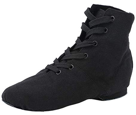 missfiona Jazz Shoes for Woman Flat Dance Boots Split Sole(8, Black)