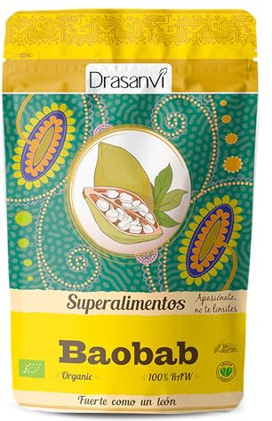 DRASANVI SUPERALIMENTO BAOBAB CERTIFICADO BIO - Aporte de Vitamina C + Potasio + Fibra - Alto perfil de micronutrientes - VEGANO - SIN GLUTEN - 125g