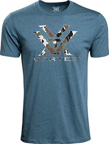 Vortex Optics Logo Short Sleeve T-Shirts (US, Alpha, XX-Large, Regular, Regular, Steel Blue Heather Camo)