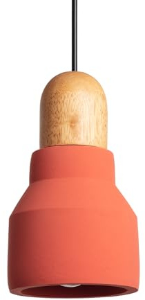 LEDKIA LIGHTING - Hängeleuchte | Beton & Holz Design | Einstellbares Kabel | E27 Fassung | Vielseitige Anwendung | Wohnzimmer, Küche, Schlafzimmer, Terrakotta, Beton