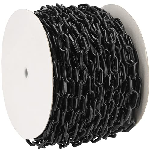 MANCHAP 164 Ft Black Plastic Chain Links, Plastic Barrier Chain, Safety Barrier Chain Crowd Control Chain for Caution, DIY, Public Security