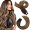Moresoo Tape in Extensions Balayage Remy Echthaar Extensions Tape Klebe Extensions Echthaar Ombre Dunkelbraun bis Hellbraun mit Goldblond Haarextension Echthaar Tape 50 cm 20 Stück 50 Gramm #4/10/16