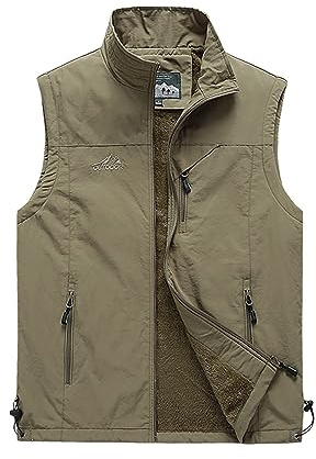 Btmpmcs Chaleco de Invierno para Hombre Chaqueta de Forro Polar Cálido Ligero Deportivos Abrigo de Pesca Exteriores Sin Mangas para Fotografía Al Aire Libre con Multibolsillos