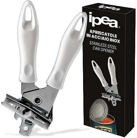 IPEA Apriscatole con Lama in Acciaio Inox - Aprilattine Apribottiglie in Metallo con Impugnatura Comfort per Aprire Lattine, Barattoli, Bottiglie - Apriscatola Professionale per Cucina e Ristoranti
