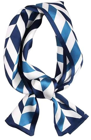 GIMIRO Sciarpa in seta satinata a doppio strato, 150 x 16 cm, cravatta a fiori, cintura in vita per blazer, cappotto, abito, 3# Navy Unisex Floral, 150cm x 16cm