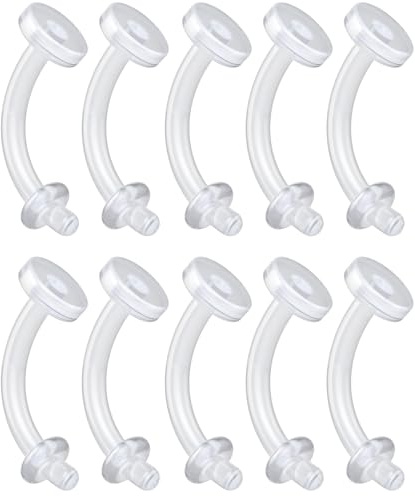 WildVibe Plastic Belly Button Rings for Surgery 14g - Bioflex Navel Clear Ring - Invisible Silicone 8pcs Set