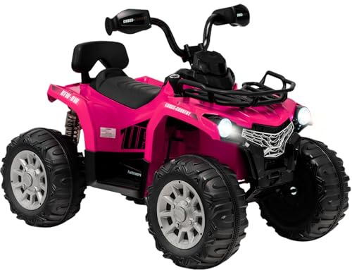GYMAX Kids Electric Quad Bike, 12V Battery Powered Toy Car with Music, Lights, MP3, USB, Storage Basket, Forward and Backward, Children Ride on ATV for 3-8 Years Old Boys Girls (Pink)