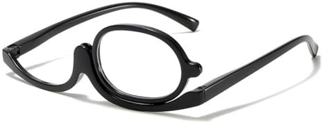 Genérico Gafas de Lectura Lupa Flip Down Cosméticos Lectores para Mujeres, Gafas de Maquillaje, Gafas de Presbicia, Lupa de una Sola Lente, Gafas Giratorias(Negro,2.0X)