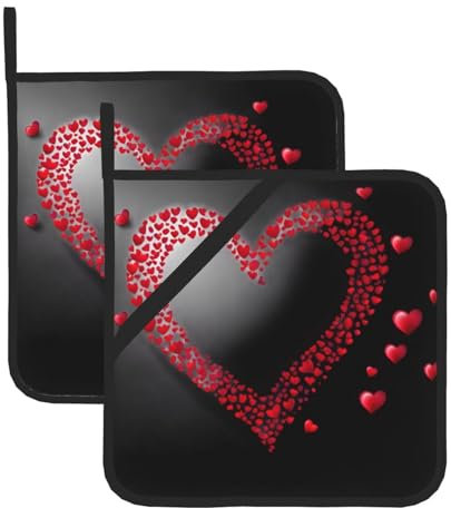 YYHWHJDE Set di 2 presine isolate quadrate con motivo amore traboccante, 20,3 x 20,3 cm, antiscottatura e termoisolante, impermeabili