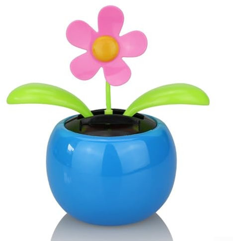 Solar Dancing Sunflower, Solar Powered Dancing Flower, Car Swinging Dancing Figures, Shaking Bobblehead Flower Car Ornaments for Car Home Desk Decor(blue)